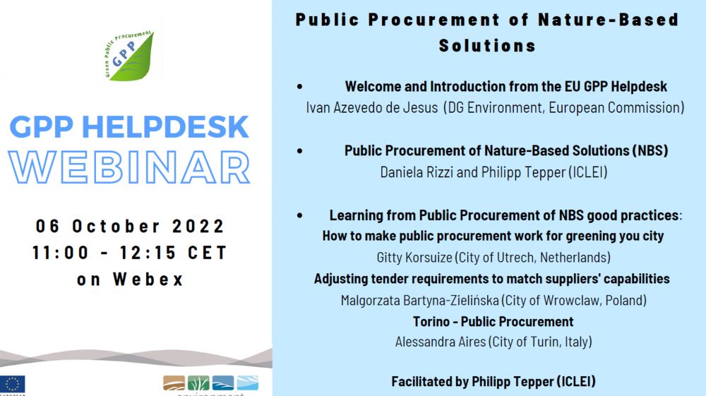 GPP Helpdesk Webinar: Public Procurement of Nature-Based Solutions